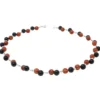 Kette Collier aus Koralle & Onyx, rot-braun schwarz, Halskette, Damen