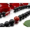 Kette Collier aus Lava & Schaumkoralle, schwarz-rot, 925 Silber