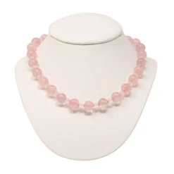 Kette Collier aus Rosenquarz Kugelkette Edelsteine zart rose 925 Silber 48cm
