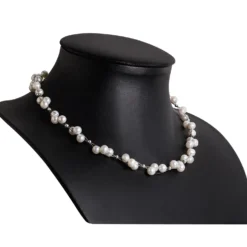 Kette Collier aus Süßwasser Perlen, 3-reihig, creme-weiß, Perlenkette