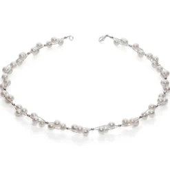 Kette Collier aus Süßwasser Perlen, 3-reihig, creme-weiß, Perlenkette