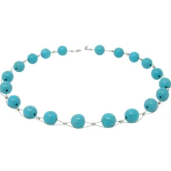 Kette Collier aus Türkis-Howlith Ø12mm 48cm Türkiskette Halskette Damen