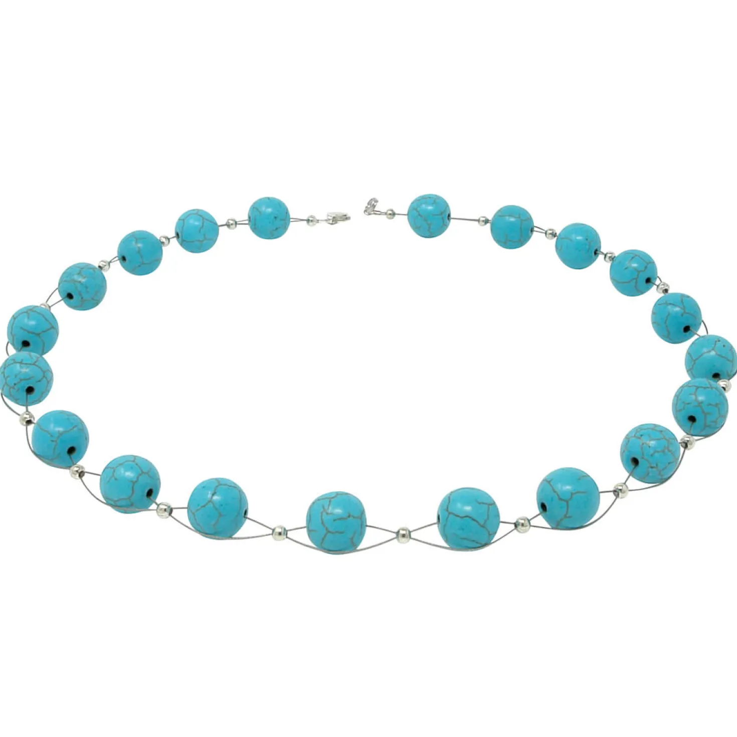 Kette Collier aus Türkis-Howlith Ø12mm 48cm Türkiskette Halskette Damen