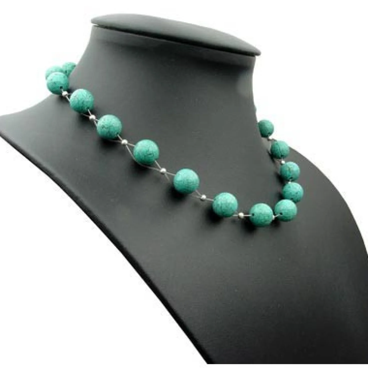 Kette Collier aus Türkis-Howlith Ø12mm 48cm Türkiskette Halskette Damen