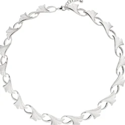 Kette Collier Halskette Ginko Blätter, 925 Silber teilmattiert, 47cm