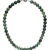 Kette Collier Halskette Kugelkette aus Moosachat Halsschmuck Edelsteinkette 45cm
