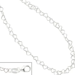 Kette Collier, Herzen Herzchen, 925 Silber, Silberkette, 35 cm, Kinder
