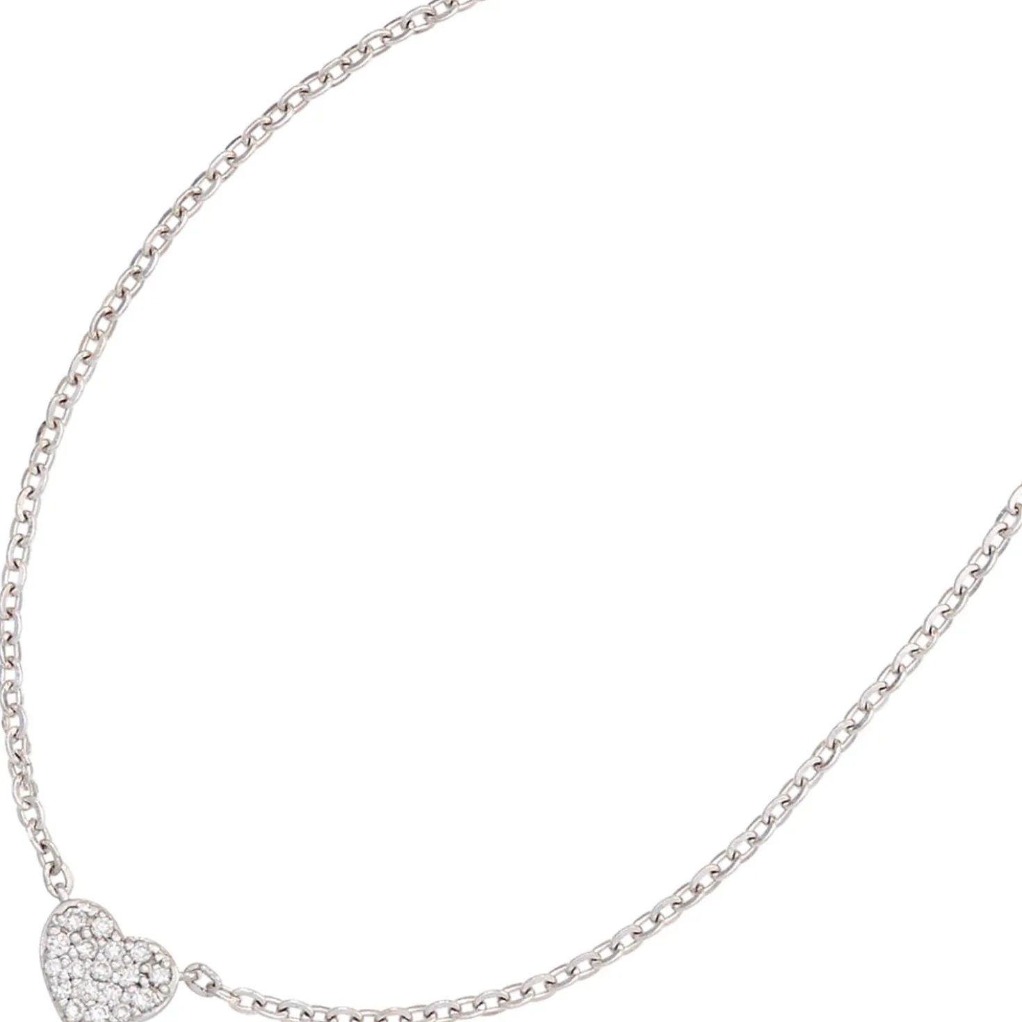 Kette Collier mit Anhänger Herz 26 Brillanten 0.1Ct 585 Gold Weißgold 45cm