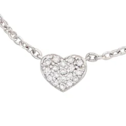Kette Collier mit Anhänger Herz 26 Brillanten 0.1Ct 585 Gold Weißgold 45cm