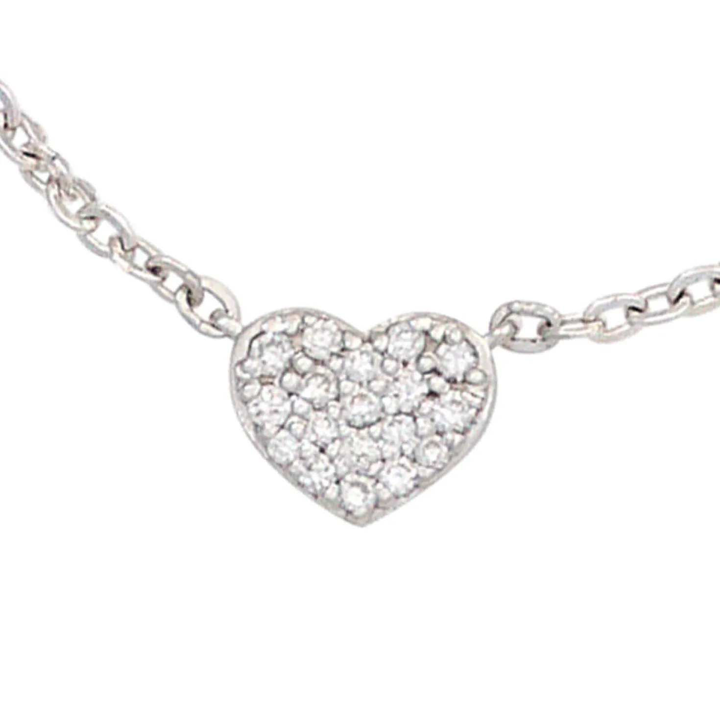 Kette Collier mit Anhänger Herz 26 Brillanten 0.1Ct 585 Gold Weißgold 45cm