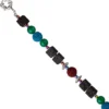 Kette Halskette Collier Multicolor mit Lava Achat Hämatin, 48cm, Damen