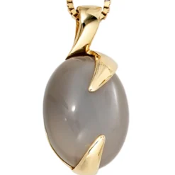 Kettenanhänger Anhänger 12x23,6mm mit Mondstein 585 Gold Gelbgold für Damen