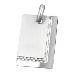 Ketten-Anhänger 30x20mm Gravurplatte mit Muster am Rand rechteckig 925 Silber
