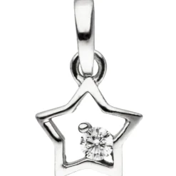 Kinder Anhänger Stern Sternchen 925 Silber Zirkonia weiß Halsschmuck 8,6x8mm