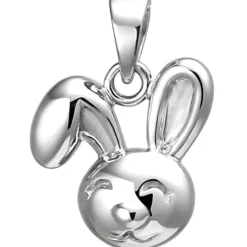 Kinder Anhänger 11,8x11,7mm Hase aus 925 Silber Silberanhänger rhodiniert
