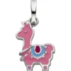 Kinder Anhänger 8,7x13,6mm Lama aus 925 Silber pink-lila-blau Lackeinlagen