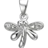 Kinder Anhänger 12,5x11,6mm Libelle aus 925 Silber mit 2 Zirkonia rhodiniert