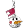 Kinder Anhänger 14x22,9mm Schneemann-Kopf aus 925 Silber mit bunten Lackeinlagen