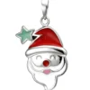 Kinder Anhänger 13,5x23,2mm Weihnachtsmann-Kopf Santa aus 925 Silber rot-weiss