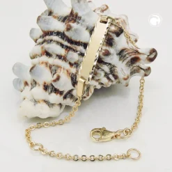 Kinder-Armband mit Gravurplatte Schildarmband, 375 Gold Gelbgold, 12-15cm