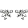 Kinder Ohrstecker Libelle aus 925 Silber mit 4 Zirkonia Ohrschmuck rhodiniert