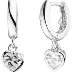 Kinder Schmuck-Set Herz aus 925 Silber mit Zirkonia Anhänger Ohrringe Kette 38cm