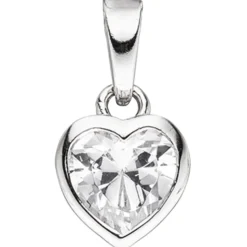Kinder Schmuck-Set Herz aus 925 Silber mit Zirkonia Anhänger Ohrringe Kette 42cm