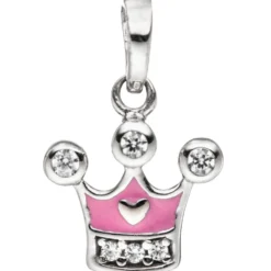 Kinder Schmuck-Set Krone pink rosa 925 Silber Zirkonia mit Kette 38cm