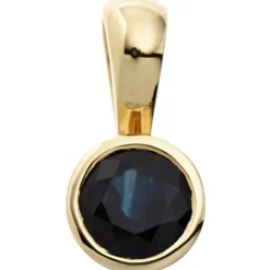 Kleiner Anhänger 5,8x12,2mm Safir Saphir blau 333 Gold Gelbgold schlicht