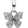 Kleiner Anhänger 9x8,6mm Schmetterling mit weißen Zirkonia 925 Silber Kinder