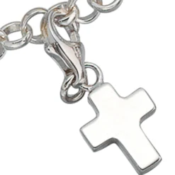 Kreuz Anhänger 8x12,1mm Einhänger Charm Charms aus 925 Silber rhodiniert Damen