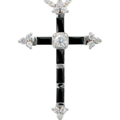 Kreuz - Anhänger 21x30,4mm mit Zirkonia schwarz-weiß 925 Silber Damen