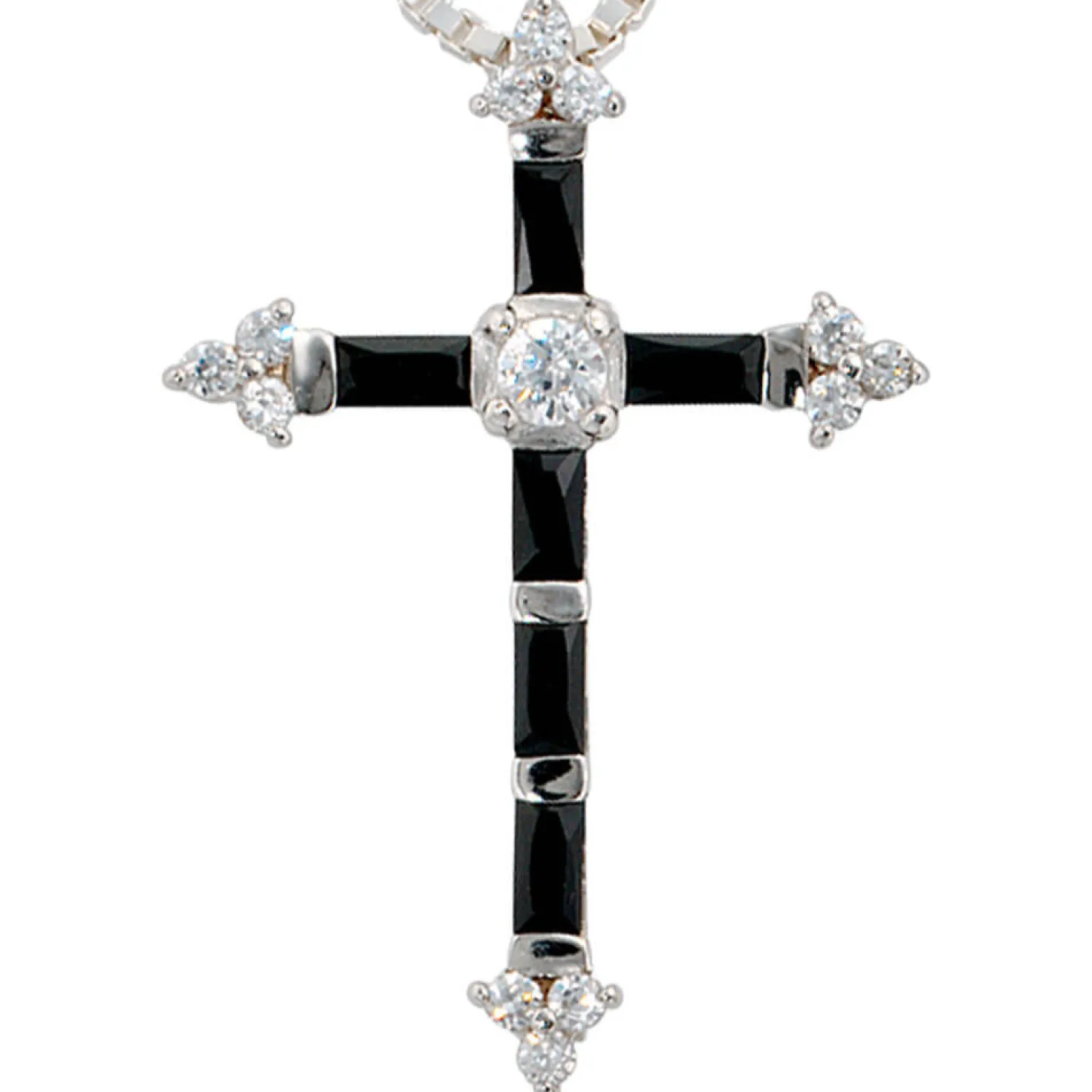Kreuz - Anhänger 21x30,4mm mit Zirkonia schwarz-weiß 925 Silber Damen