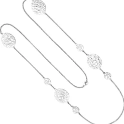 Lange Erbs-Kette Halskette Halsschmuck aus Edelstahl Anhänger mit Struktur 90cm