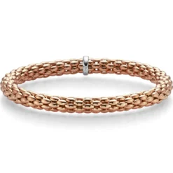 Lotus-Armband Armreif Armschmuck elastisch 6mm 750 Gold Rotgold für Damen