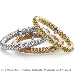 Lotus-Armband Armreif elastisch 8,5mm aus 585 Gold Gelbgold stretch flexibel