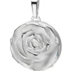 Medaillon Anhänger Rose Blume aus 925 Silber rhodiniert mattiert für 1 Foto