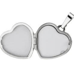 Medaillon Anhänger 17,7x19mm Herz zum Öffnen für 4 Fotos aus 925 Silber schlicht