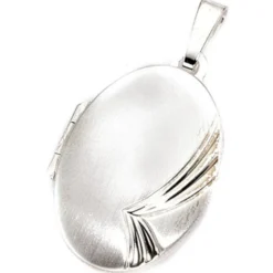Medaillon Anhänger 17,2x26mm oval Streifen am Rand echtes 925 Silber Damen