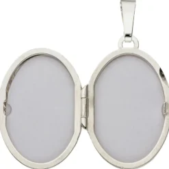 Medaillon Anhänger 17,2x26mm oval Streifen am Rand echtes 925 Silber Damen