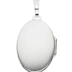 Medaillon Anhänger 17,2x26mm oval Streifen am Rand echtes 925 Silber Damen
