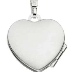 Medaillon Anhänger 17,4x18,9mm zum Öffnen Herz mattiert 925 Silber für Damen