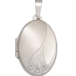 Medaillon Anhänger 17,2x25,9mm zum Öffnen aus 375 Gold Weißgold Zirkonia Amulett