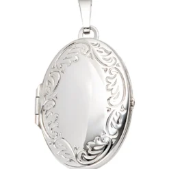 Medaillon Anhänger 21,6x31mm zum Öffnen aus 585 Gold Weißgold Goldmedaillon