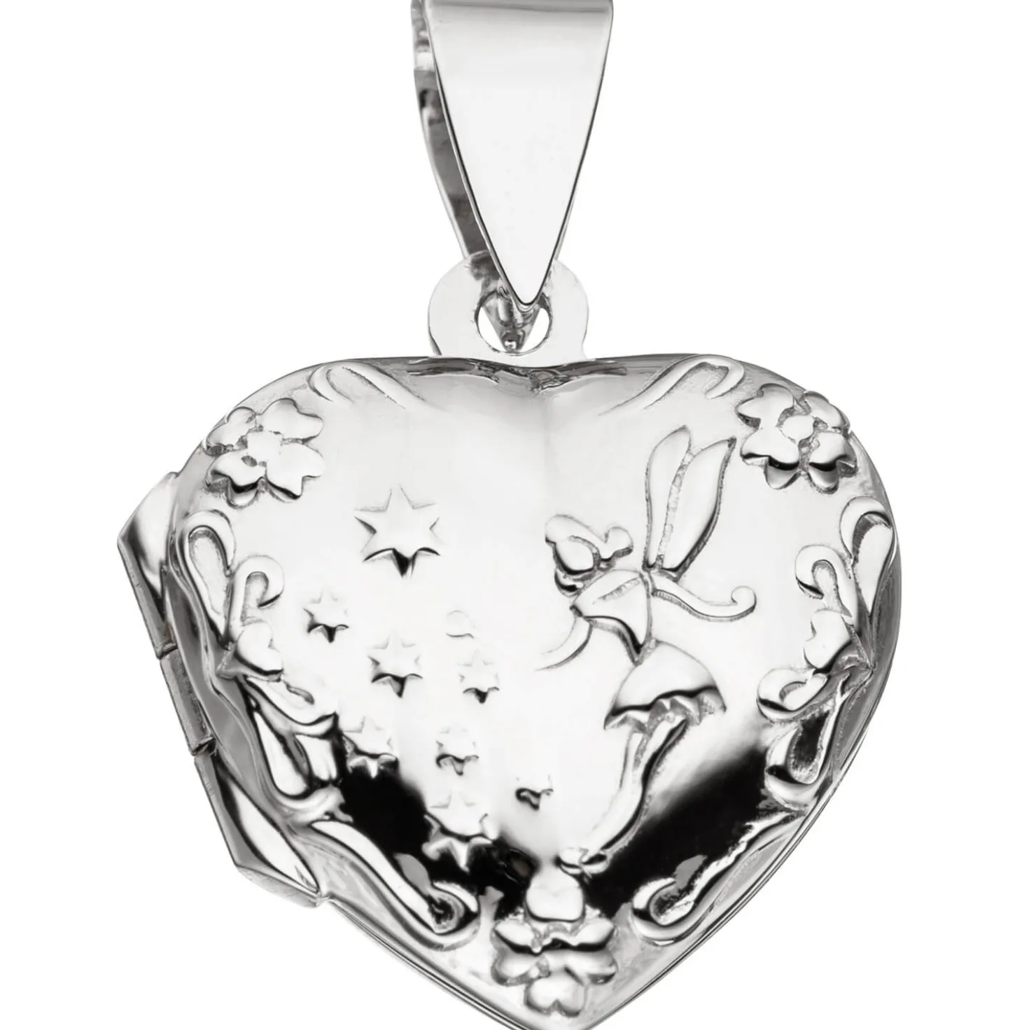 Medaillon & Halskette für 2 Fotos Herz believe Amulett Anhänger 925 Silber 42cm