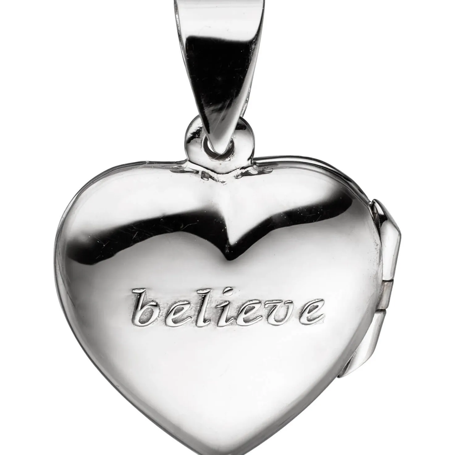Medaillon & Halskette für 2 Fotos Herz believe Amulett Anhänger 925 Silber 50cm