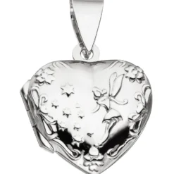 Medaillon & Halskette für 2 Fotos Herz believe Amulett Anhänger 925 Silber 50cm