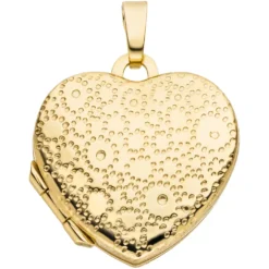 Medaillon Herz aus 375 Gold Gelbgold 19x17,6mm Anhänger zum Öffnen für 2 Fotos
