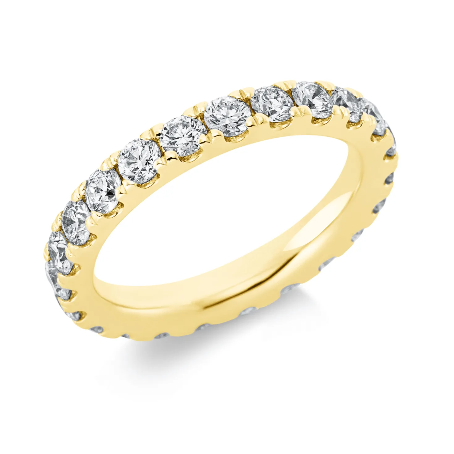 Memoire Ring aus 750 Gold Gelbgold 22 Brillanten 1,76ct TW-SI B:3,1mm
