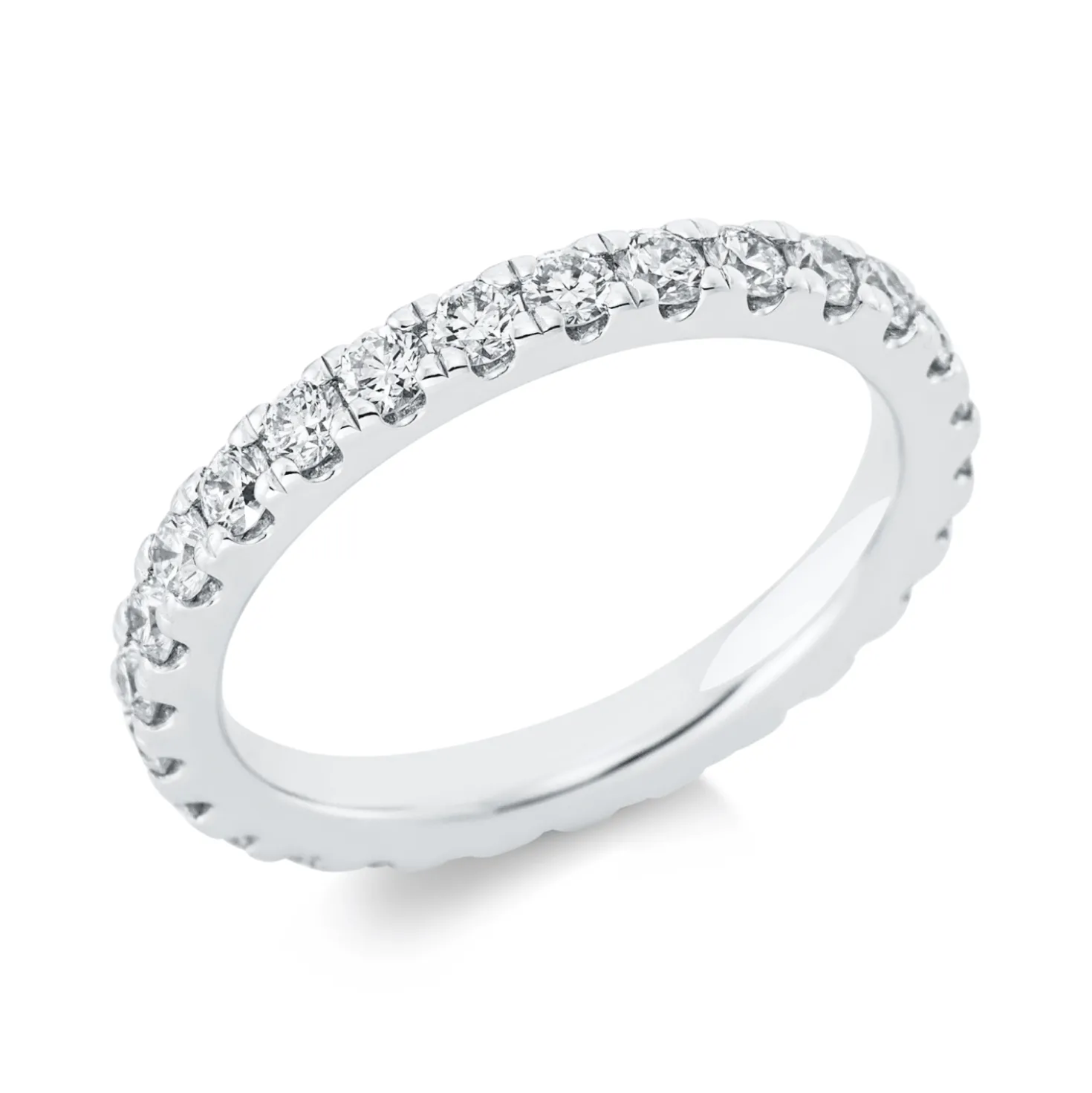 Memoire Ring aus 585 Gold Weißgold 26 Brillanten 1,21ct TW-SI B:2,7mm